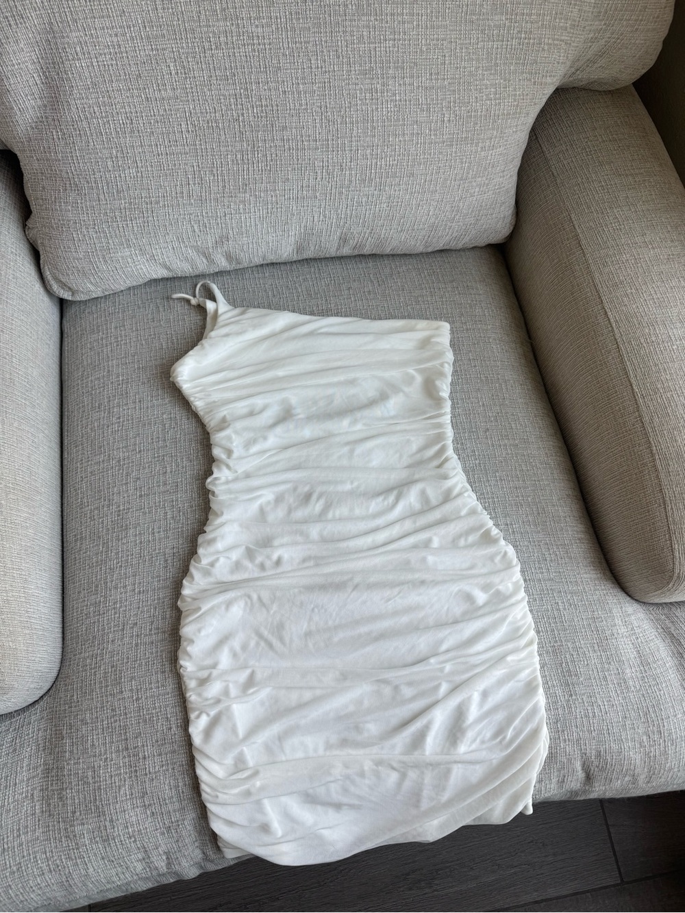 Princess Polly White One-Shoulder Ruched Mini Dress
